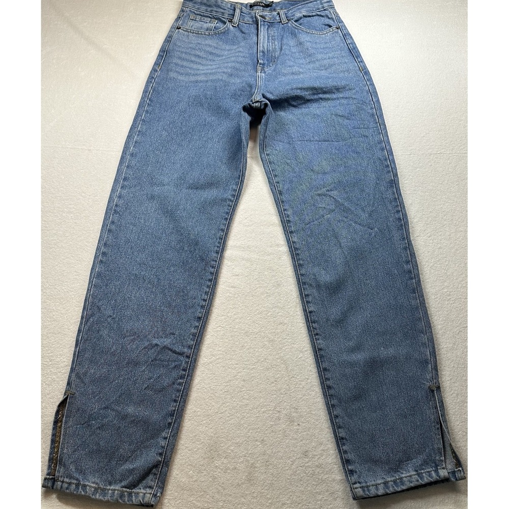 Nasty Gal Women's Blue Denim Jeans Size UK 12 US 8 Mid Rise Stretch Skinny Pants